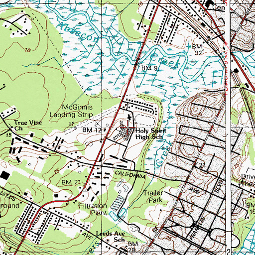 Topographic Map of Holy Spirit High School, NJ