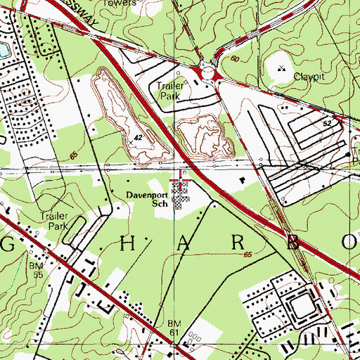 Topographic Map of Davenport School, NJ