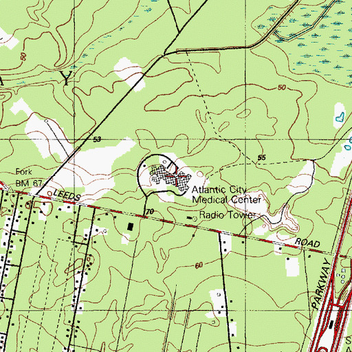 Topographic Map of Atlantic City Medical Center, NJ