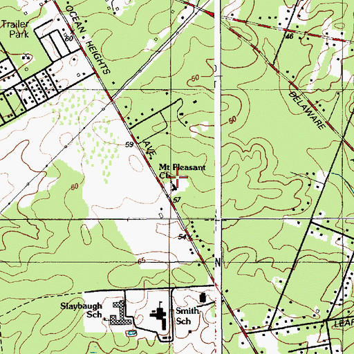 Topographic Map of Mount Pleasant Church, NJ