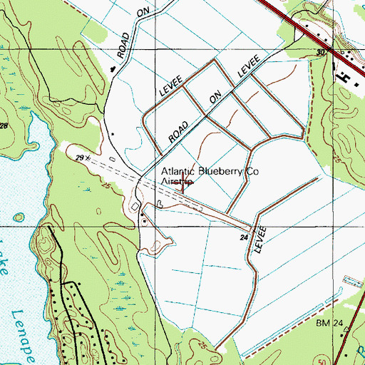 Topographic Map of Atlantic Blueberry Company Airstrip (historical), NJ