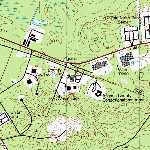 Topographic Map of Atlantic County Institute of Technology, NJ