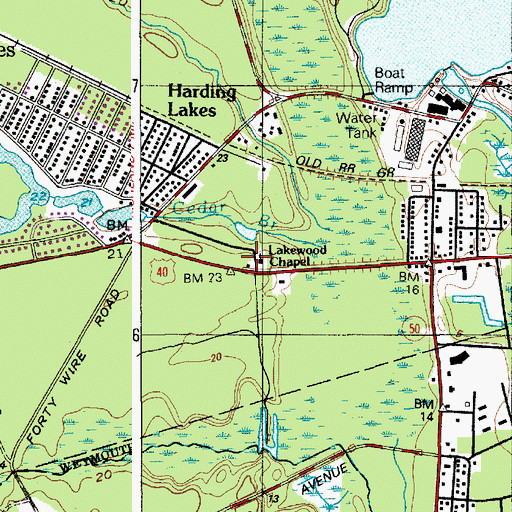 Topographic Map of Lakewood Chapel, NJ