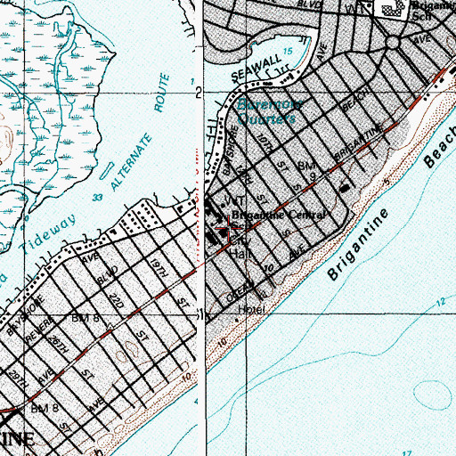 Topographic Map of Brigantine City Hall, NJ