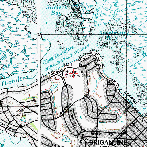 Topographic Map of Brigantine Country Club, NJ