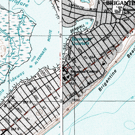 Topographic Map of Brigantine Central School, NJ