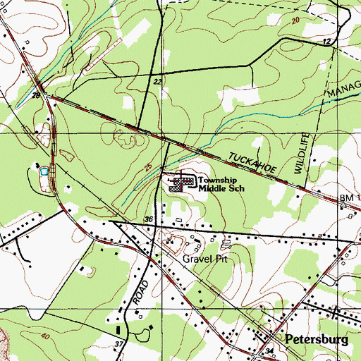 Topographic Map of Township Middle School, NJ