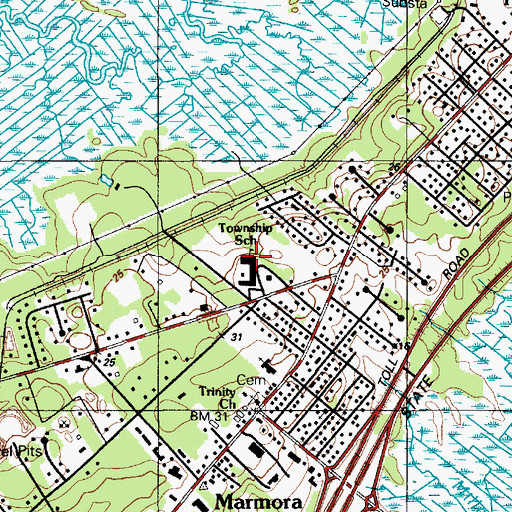 Topographic Map of Township School, NJ