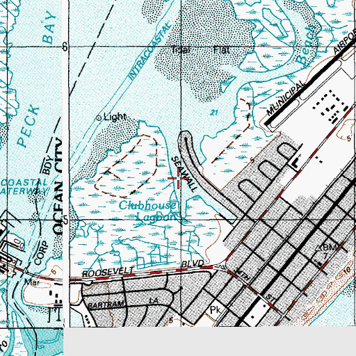 Topographic Map of Clubhouse Lagoon, NJ