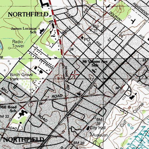 Topographic Map of Birch Grove Park, NJ