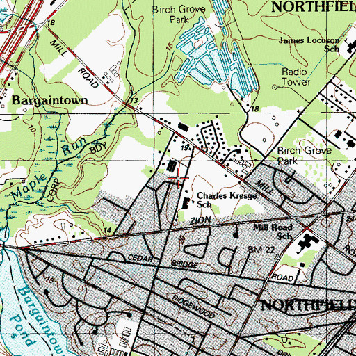 Topographic Map of Charles Kresge School, NJ