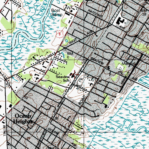 Topographic Map of Seaview School, NJ