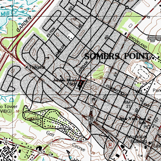 Topographic Map of Jordan Road School, NJ
