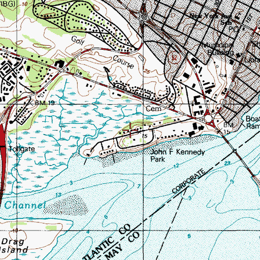Topographic Map of John F Kennedy Park, NJ