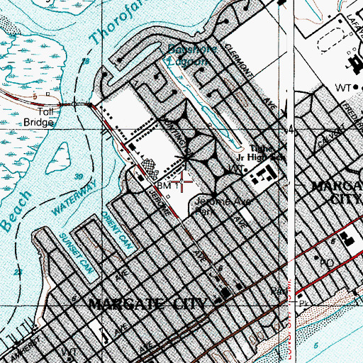 Topographic Map of Jerome Avenue Park, NJ