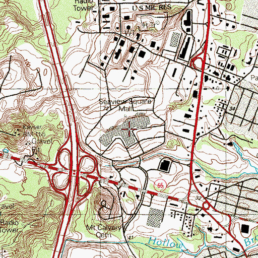 Topographic Map of Seaview Square Mall Shopping Center, NJ