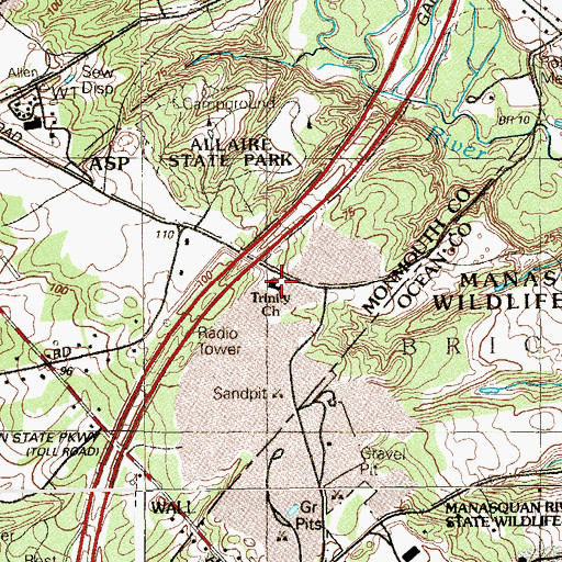Topographic Map of Trinity Church, NJ