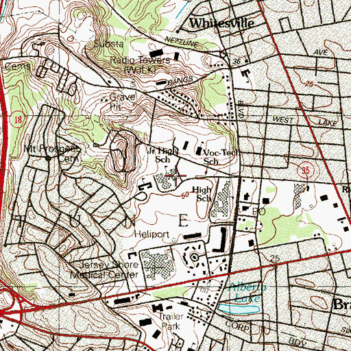 Topographic Map of Neptune Middle School, NJ