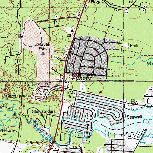 Topographic Map of WOBM Radio Tower (Conway), NJ