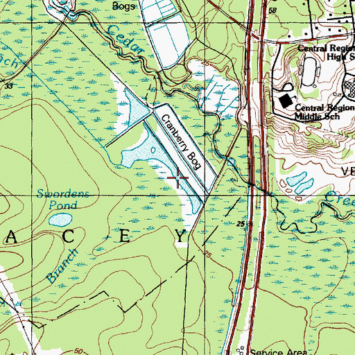 Topographic Map of Huckleberry Branch, NJ