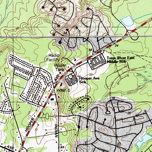 Topographic Map of Hooper Avenue Elementary School, NJ
