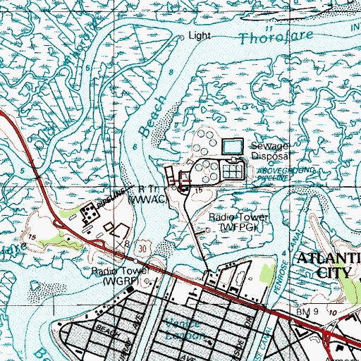 Topographic Map of WWAC Radio Tower (Conway), NJ