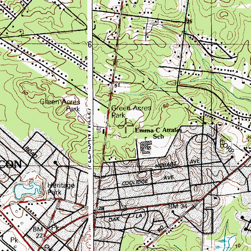 Topographic Map of Green Acres Park, NJ