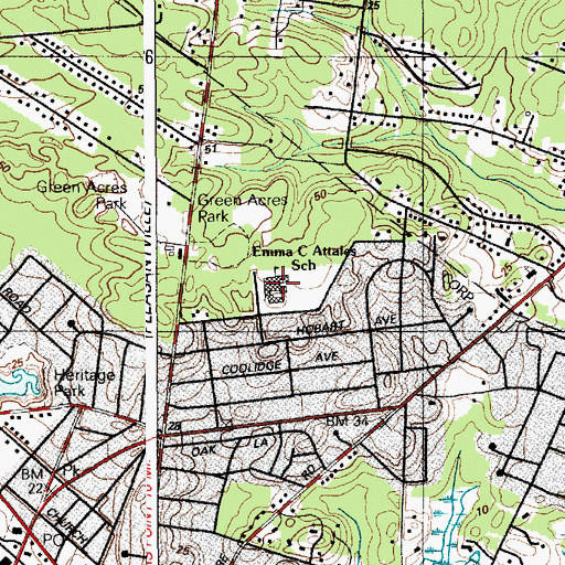 Topographic Map of Emma C Attales School, NJ