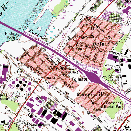 Topographic Map of Township School Number 1, NJ