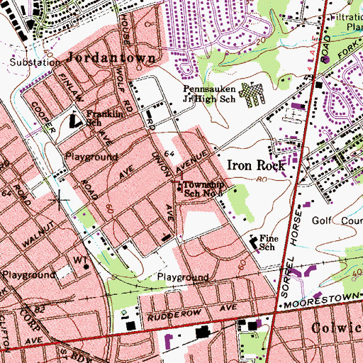 Topographic Map of Township School Number 5, NJ