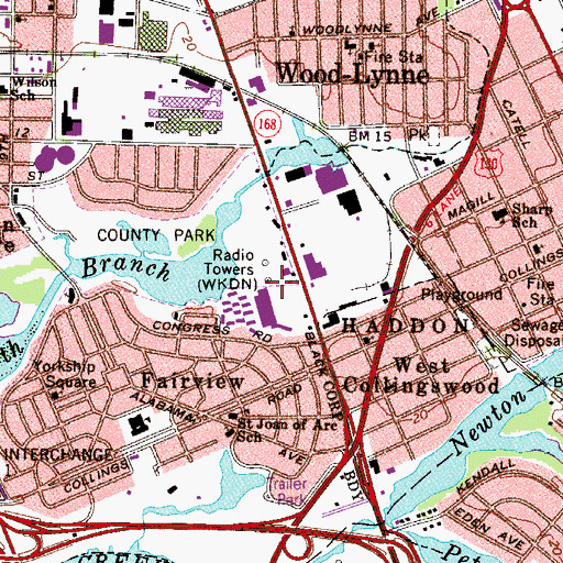 Topographic Map of WKDN Radio Tower (Conway), NJ