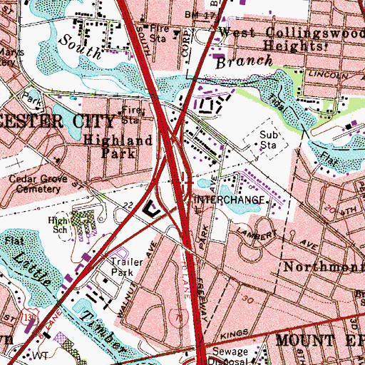 Topographic Map of Interchange 1, NJ