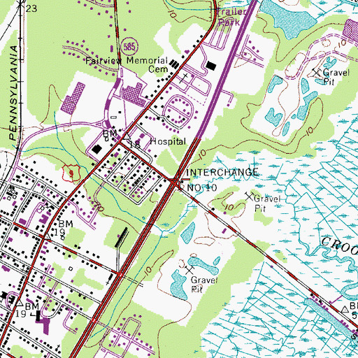 Topographic Map of Interchange Number 10, NJ