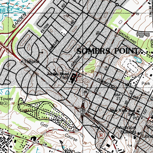 Topographic Map of Jordan Road School, NJ