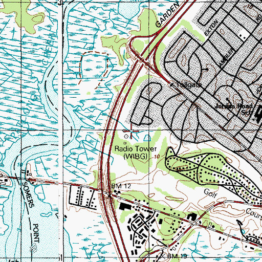 Topographic Map of WIBG Radio Tower (Conway), NJ
