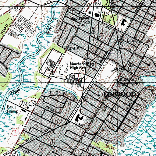 Topographic Map of Mainlaid High School, NJ