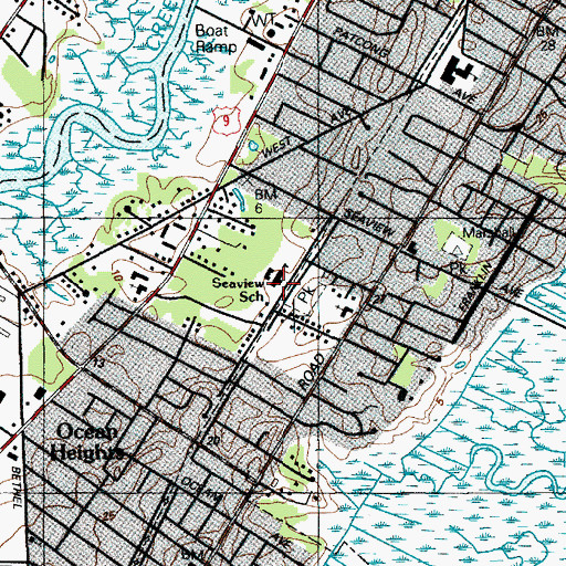 Topographic Map of Seaview School, NJ