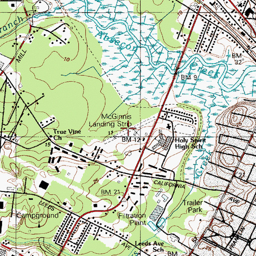 Topographic Map of McGinnis Landing Strip (historical), NJ