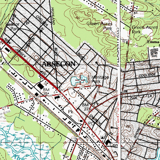 Topographic Map of Heritage Park, NJ
