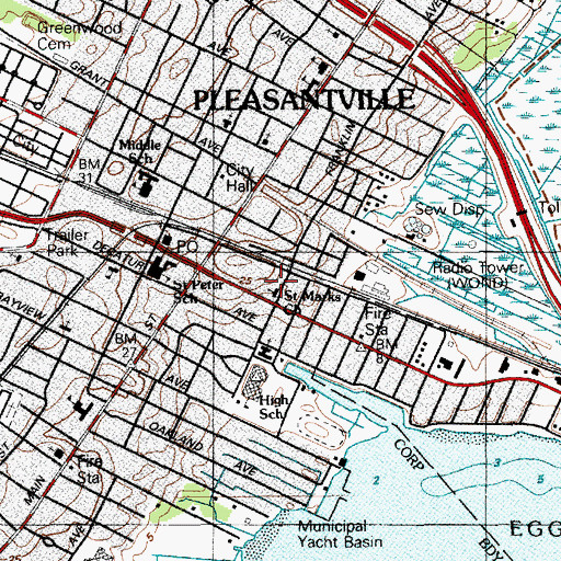 Topographic Map of Saint Marks Church, NJ