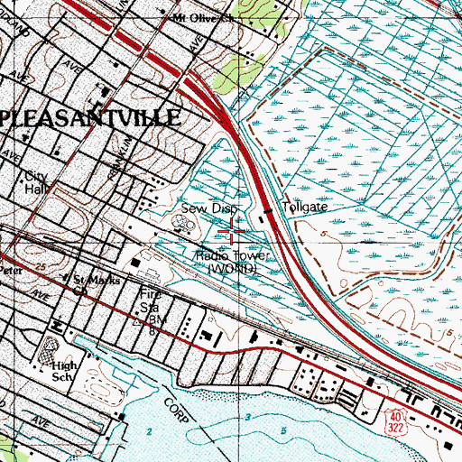 Topographic Map of WOND Radio Tower (Conway), NJ