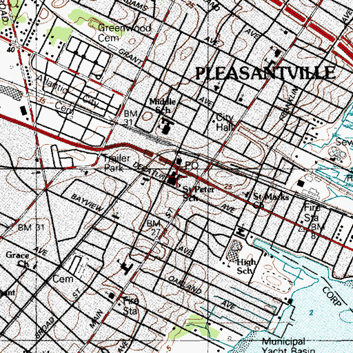 Topographic Map of Saint Peter School, NJ