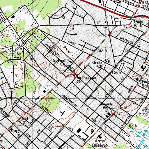 Topographic Map of Mount Pleasant Church, NJ