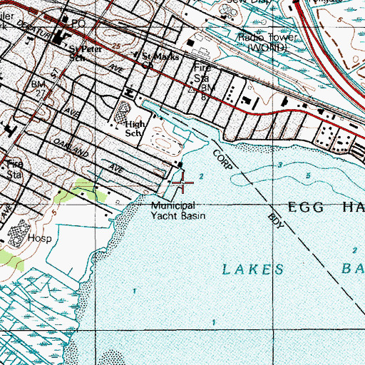 Topographic Map of Municipal Yacht Basin, NJ