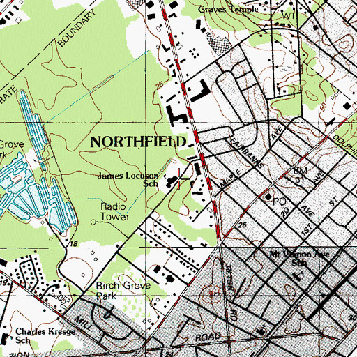 Topographic Map of James Locuson School, NJ