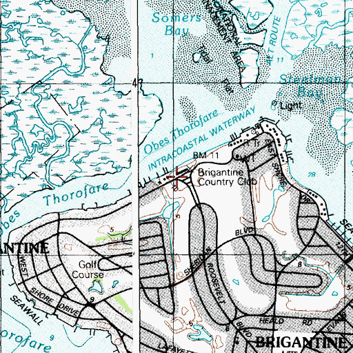 Topographic Map of Brigantine Country Club, NJ