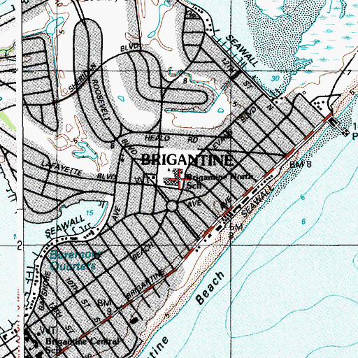 Topographic Map of Brigantine North School, NJ