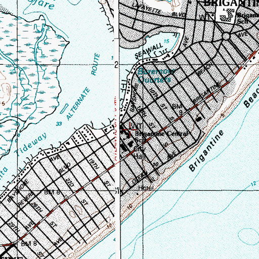 Topographic Map of Brigantine Central School, NJ
