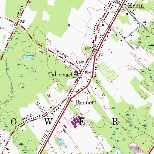 Topographic Map of Tabernacle, NJ