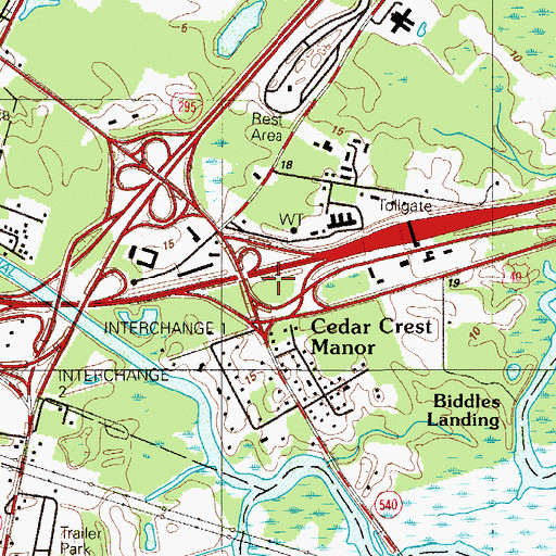Topographic Map of Interchange 1, NJ